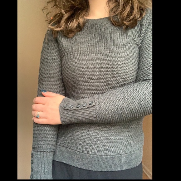 LOFT Tops - NWT Loft Grey Sweater with Button Detailing